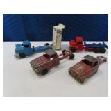 (4) AS IS 9" Pressed Steel Truck Toys *repair/pts*