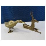 (2) 6"pcs solid brass Duck/Deer vintage FIgures