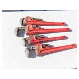 (4) RIDGID USA Pipe Wrenches 2/14"&2/18" grpAA