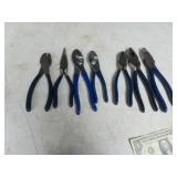 (7) USA blue handled Pliers Sidecutters etc EXC