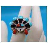 Pawn Sterling ZUNI HeadDress sz5 Ring 3.7g