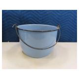 vtg Blue/Black Enamel Handled Bucket Pale 11"