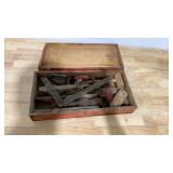 Wood box of hand tools