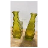 Green glass vases