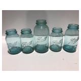 Vintage blue canning jars