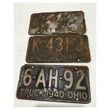 3 vintage license plates