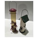 2 bird feeders