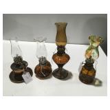 4 minature oil lamps