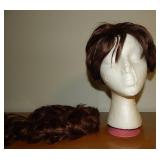 (3) Human Hair Wigs & Wig Head w/busted Nose