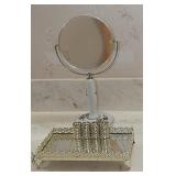 Vtg Ceramic Mirror & Filigree Vanity Mirror