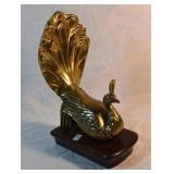 Vtg Solid Brass Peacock Bookend Sarreid Spain