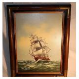 Original John Terrion Ship Painting Signed.