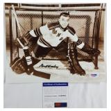 Gump Worsley Signed 8X10 B&W Photo-COA PSA/DNA