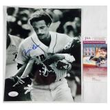 Jim Rice Signed 8X10 B&W Photo-Rice carry a child