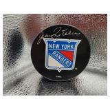 Jean Ratelle Signed New York Rangers Logo Puck