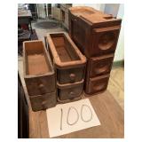 A LOT OF SEVEN TREADLE SEWING MACHINE DRAWERS