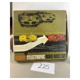 Vtg. Eldon electronic road race set in original