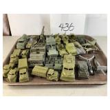 Large lot, plastic army toy cars, tanks guns