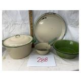 Green over tan enamelware and more