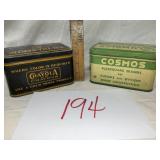 Old crayon and cosmos tin