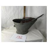 Vtg. Metal coal/Ash bucket with shovel.