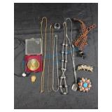 Miscellaneous jewelry necklaces, pins more