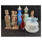 Wood candlesticks art glass duck bean bottles