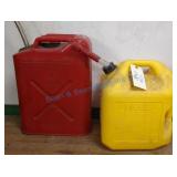 Plastic diesel and metal gas cans