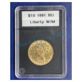 1881BU $10 gold liberty