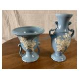 Weller blue cameo vases