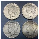 1922, 23, 24, 25 peace dollars