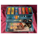 Vintage Metal Tackle Box with Assorted Fishing Lur