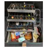 Vintage Fishing Tackle Box with Lures and Accessor