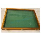 Wooden Display Case with Glass Top and Green Foam