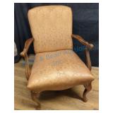 Wood Armchair with Embossed Upholstery and Nailhea