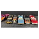 Lot of 6 Die-Cast Model Cars with Flame Designs