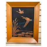 Framed Copper Relief Wall Art with Wildlife Scene