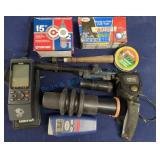 Hunting and Outdoors Gear Lot with Scope, Knife, a