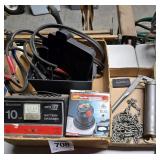 Automotive lot incl. battery charger, grease gun,