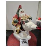 House of Hatten 1993 Polar Bear w/ Santa 15" t