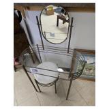 Vintage glass vanity w/ mirror & stool 46" t x 48