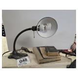 Antique desk lamp & old books (3)