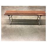 Redwood folding bench 59"w by 12"d by 18"h