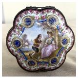 Sevres Porcelain & Gilt Dresser Box Courting Scene