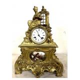 19thC. Gilt/Bronze/Painted Figural Mantle clock