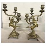 Pr. Cast Brass Centaur Candlabras 11"H