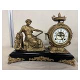 Large New Haven Figural Mantle Clock 19"L