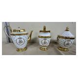 3 Piece Porcelain & Gilt Teaset Monogrammed