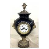 Cobalt Porcelain & Gold Painted mantle clock 18"H