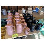 ASSORTED COFFEE JUGS ON TABLE